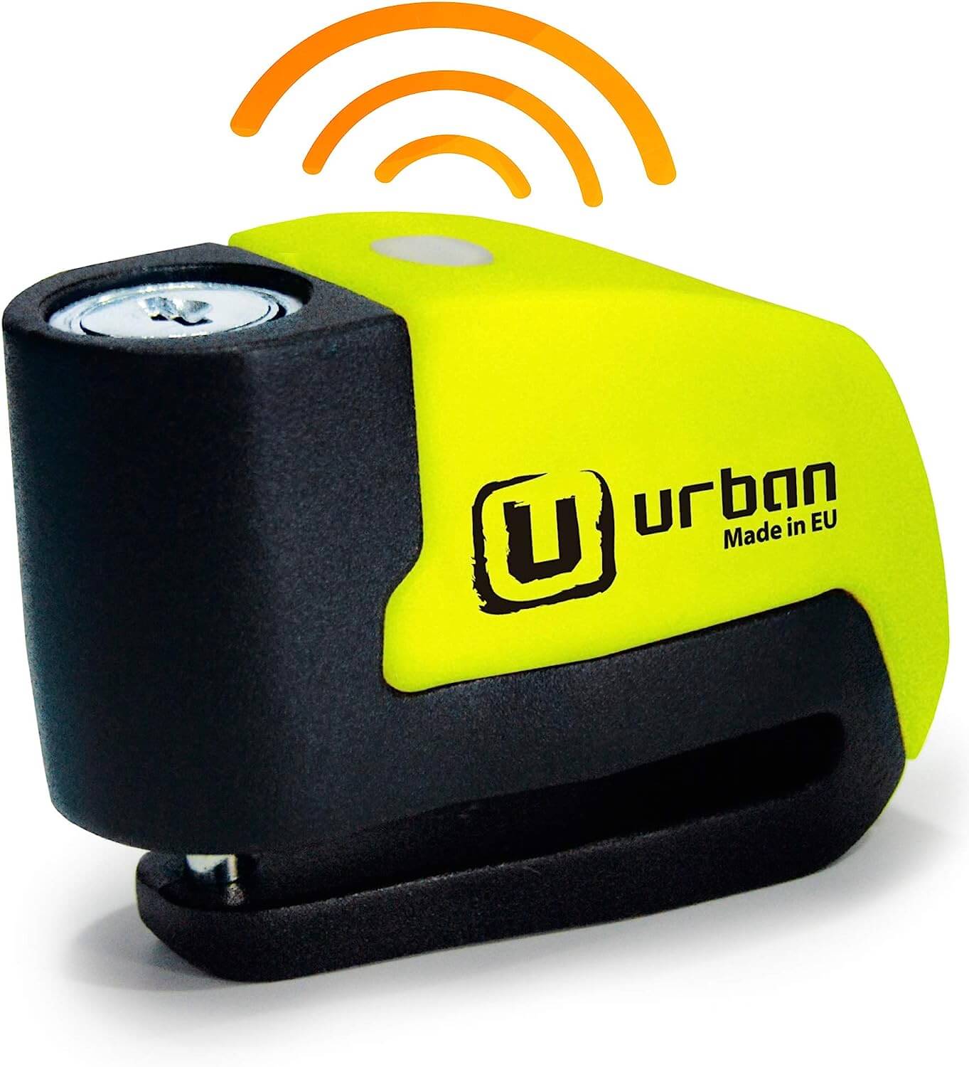 Candado de moto con alarma URBAN UR6 amarillo, antirrobo eficaz y resistente para motocicletas