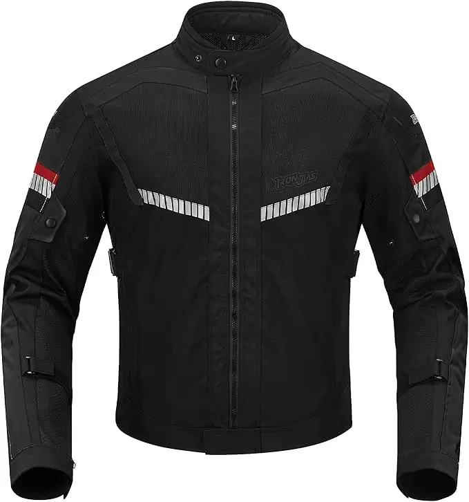Chaqueta de moto BORLENI para verano color negro con detalles reflectantes